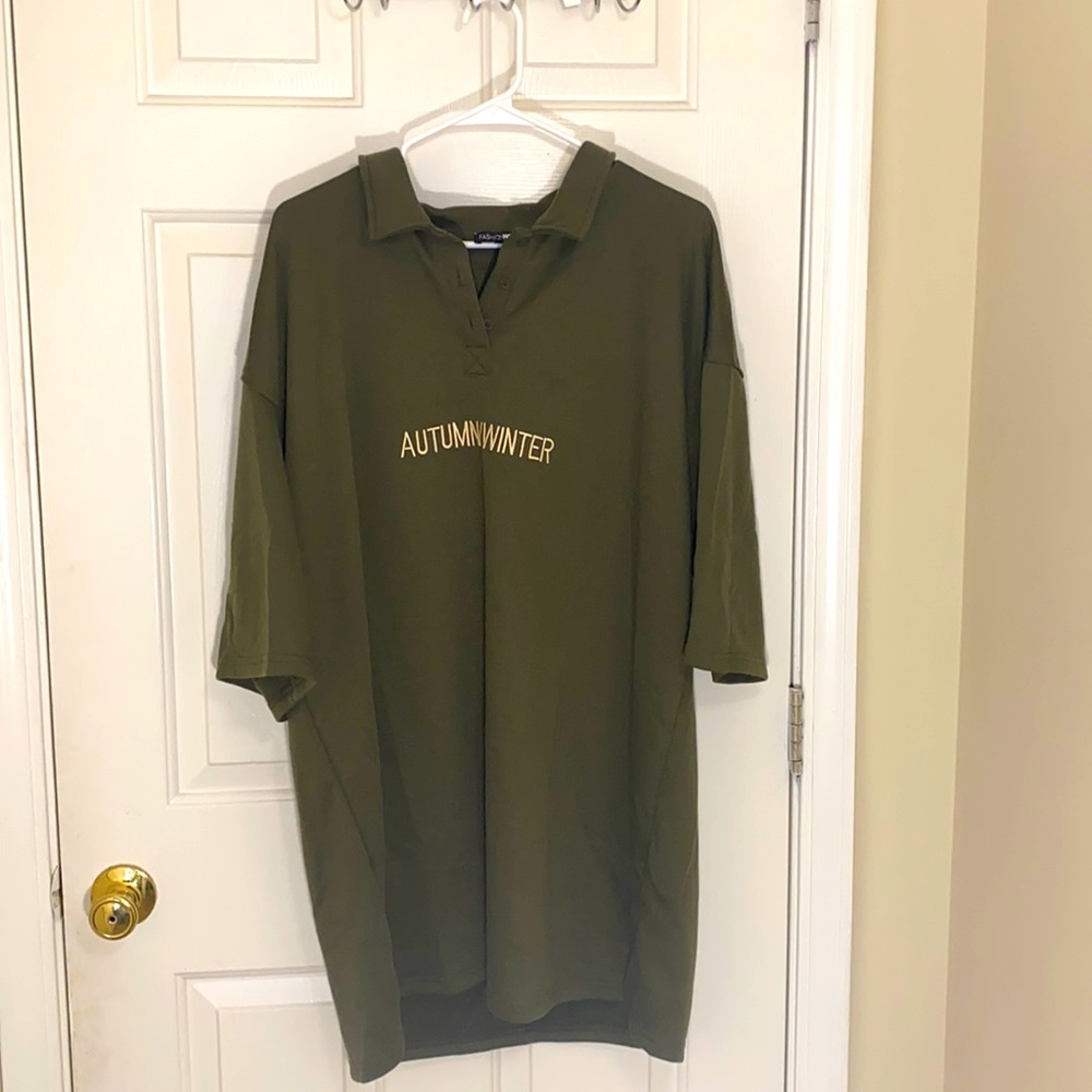 Oversized Olive green T-shirt dress